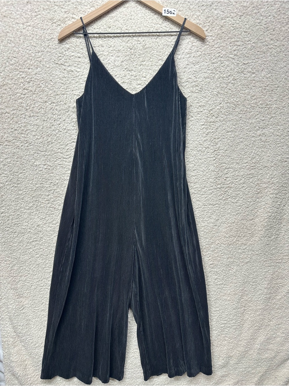 Third Form Black Pleated Wide Leg Jumpsuit Size Small Adjustable Straps